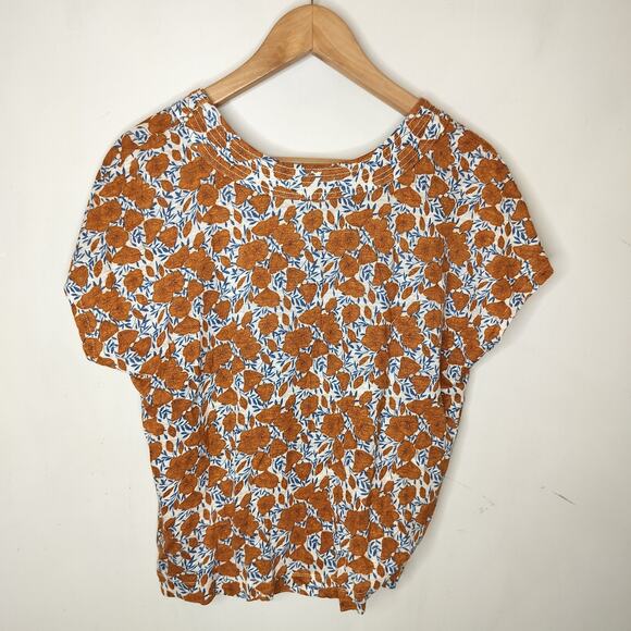 Rachel Zoe Linen Knit Top Floral Button Up - Picture 9 of 9